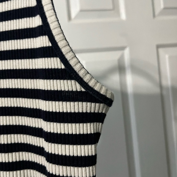 THEORY striped Rib Stretch Cotton Racer Tank - Picture 6 of 6